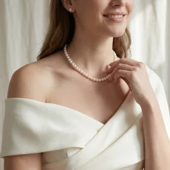 White Japanese Akoya Graduated Pearl Necklace, 6.0-9.0mm