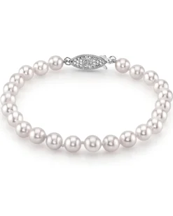 White Japanese Akoya Pearl Bracelet, 6.0-6.5mm