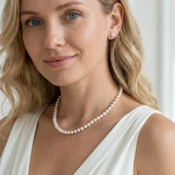 White Japanese Akoya Pearl Necklace, 6.0-6.5mm - AAA Quality