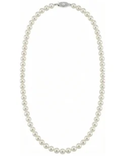 White Japanese Akoya Pearl Necklace, 6.0-6.5mm - AAA Quality