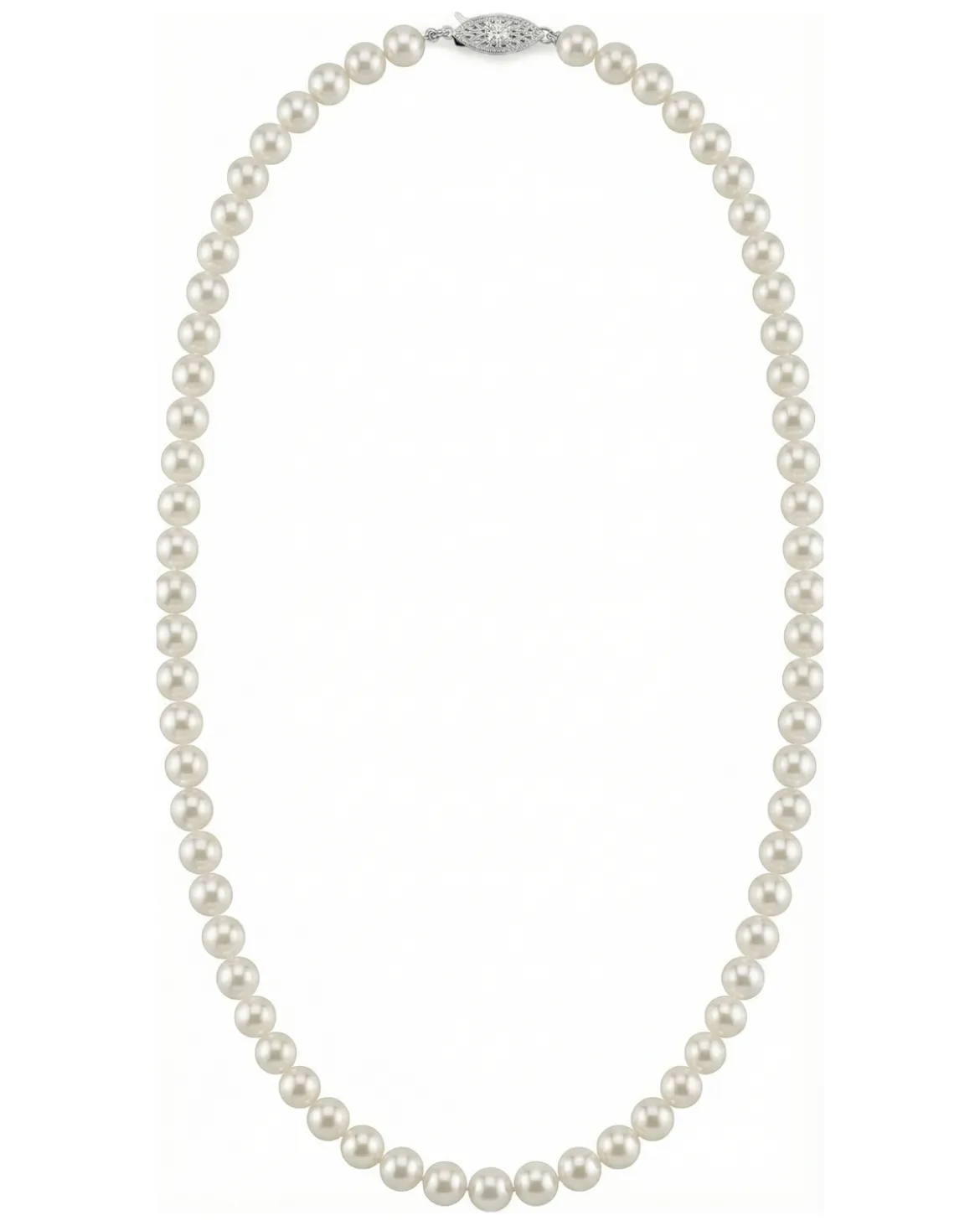 White Japanese Akoya Pearl Necklace, 6.0-6.5mm - AAA Quality