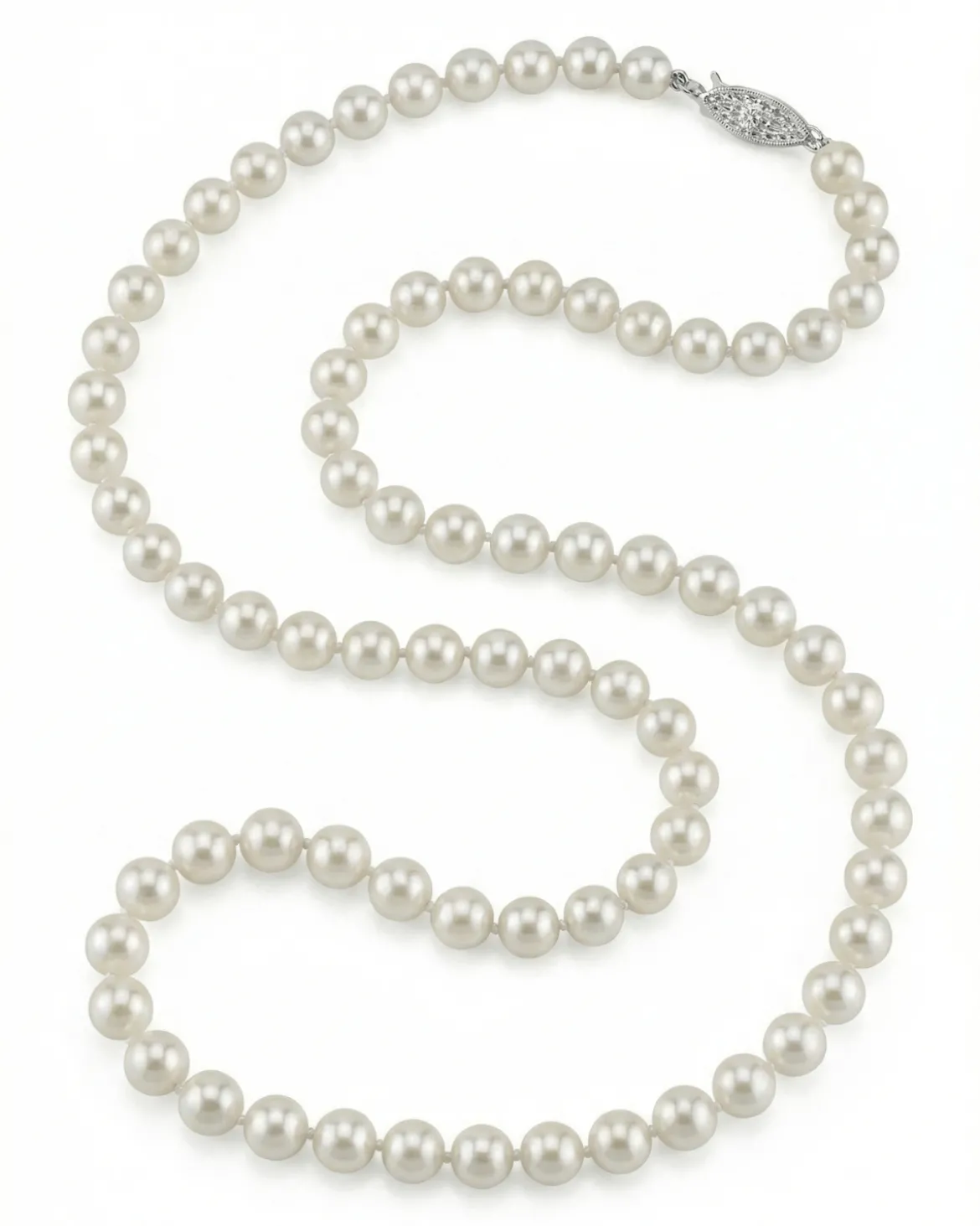 White Japanese Akoya Pearl Necklace, 6.0-6.5mm - AA+ Quality