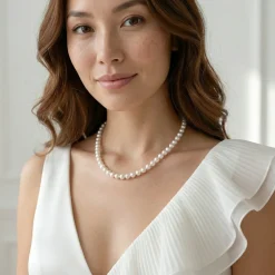 White Japanese Akoya Pearl Necklace, 6.0-6.5mm - AA+ Quality