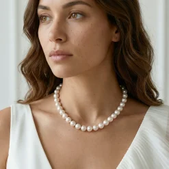 White Japanese Akoya Pearl Necklace, 8.5-9.0mm - AA+ Quality