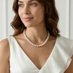 White Japanese Akoya Pearl Necklace, 9.0-9.5mm - AA+ Quality