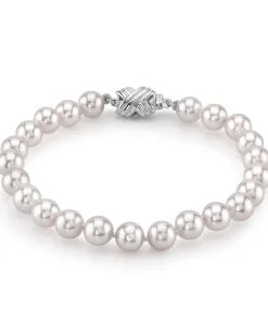 White Japanese Akoya Pearl Bracelet, 6.5-7.0mm