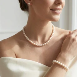 White Japanese Akoya Pearl 3-Piece Jewelry Set, 8.5-9.0mm