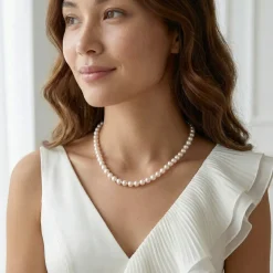 White Japanese Akoya Pearl Necklace, 7.0-7.5mm - AA+ Quality