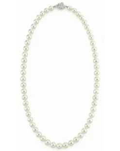 White Japanese Akoya Pearl Necklace, 7.0-7.5mm - AA+ Quality