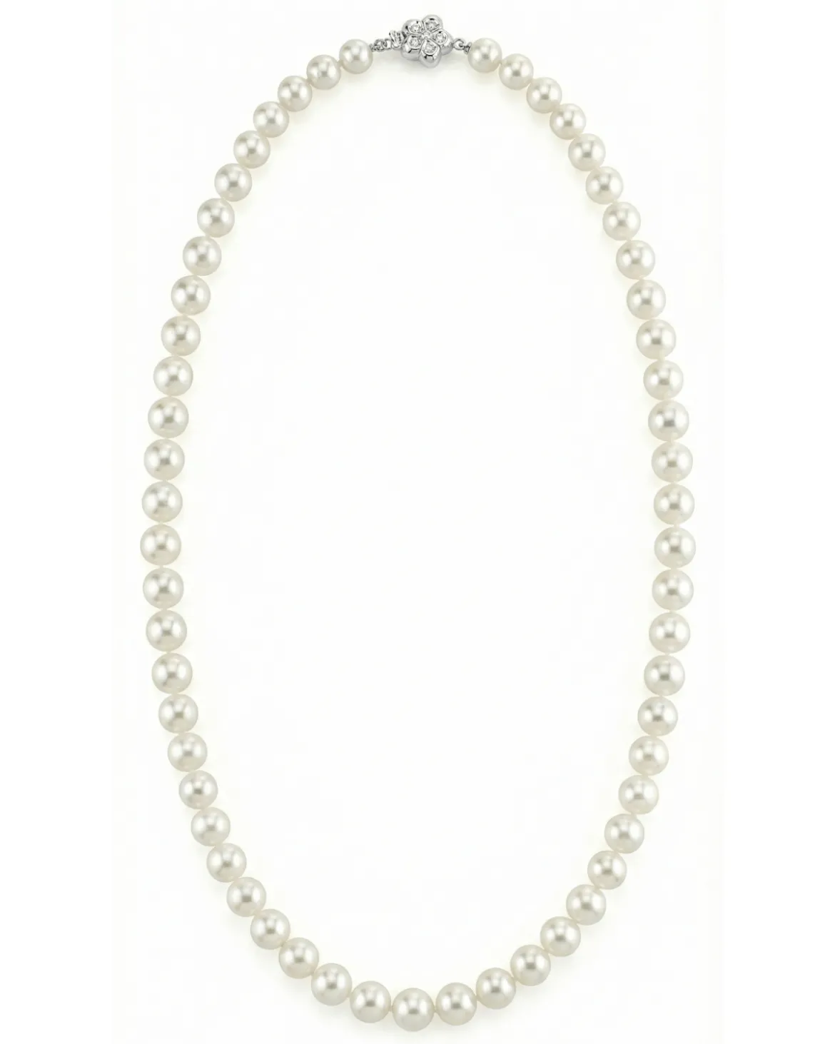 White Japanese Akoya Pearl Necklace, 7.0-7.5mm - AA+ Quality
