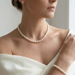 White Japanese Akoya Pearl 3-Piece Jewelry Set, 6.0-6.5mm