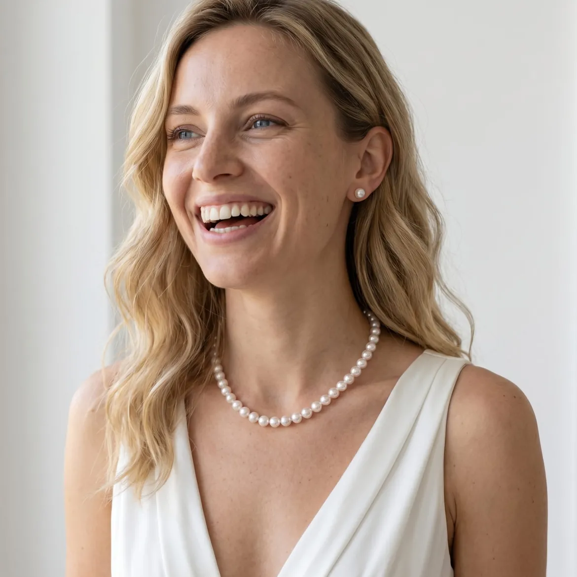 White Japanese Akoya Pearl Necklace & Earring 2-Piece Set, 8.5-9.0mm
