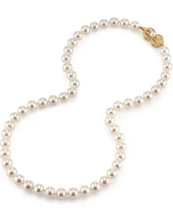 White Japanese Akoya Pearl Necklace, 7.5-8.0mm - AAA Quality
