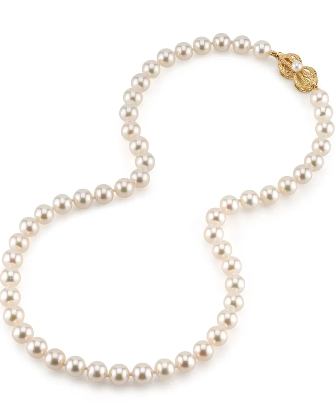 White Japanese Akoya Pearl Necklace, 7.5-8.0mm - AAA Quality