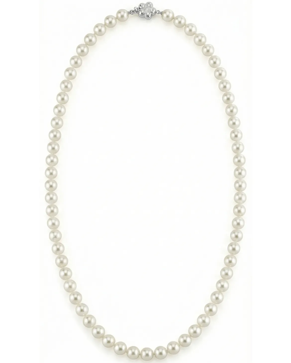 White Japanese Akoya Pearl Necklace, 7.0-7.5mm - AAA Quality