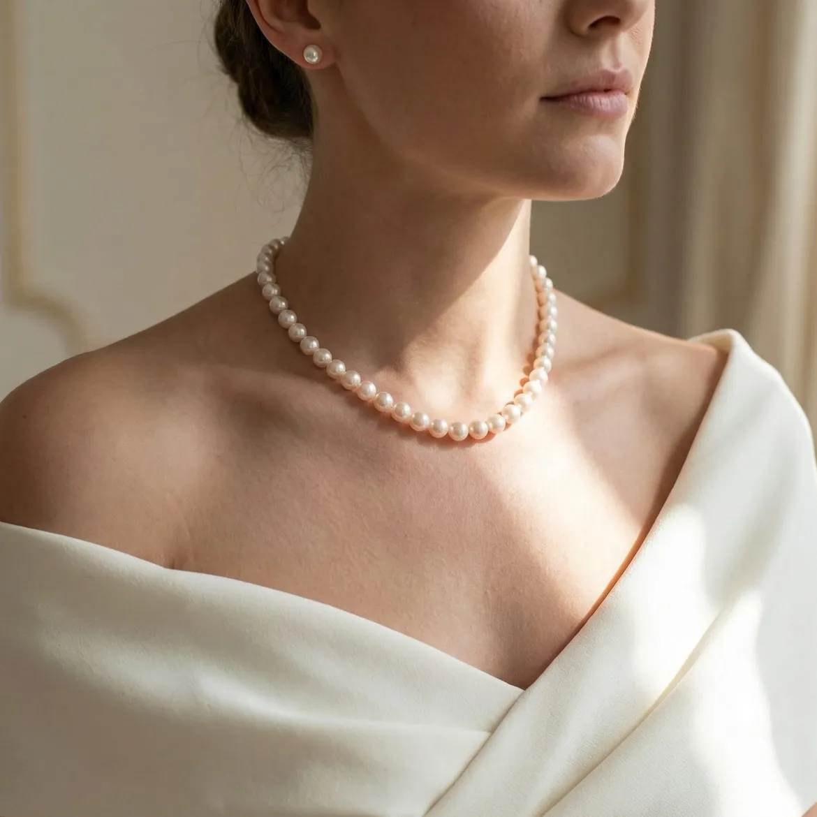 White Japanese Akoya Pearl Necklace, 8.0-8.5mm - AA+ Quality