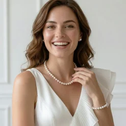 White Japanese Akoya 3-Piece Pearl Jewelry Set, 8.0-8.5mm