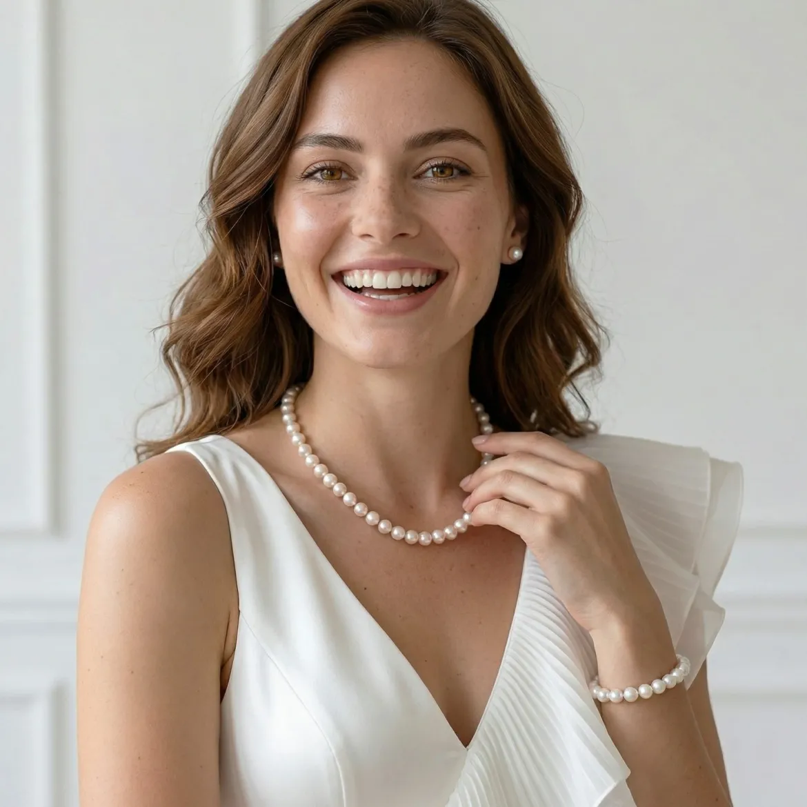 White Japanese Akoya 3-Piece Pearl Jewelry Set, 8.0-8.5mm