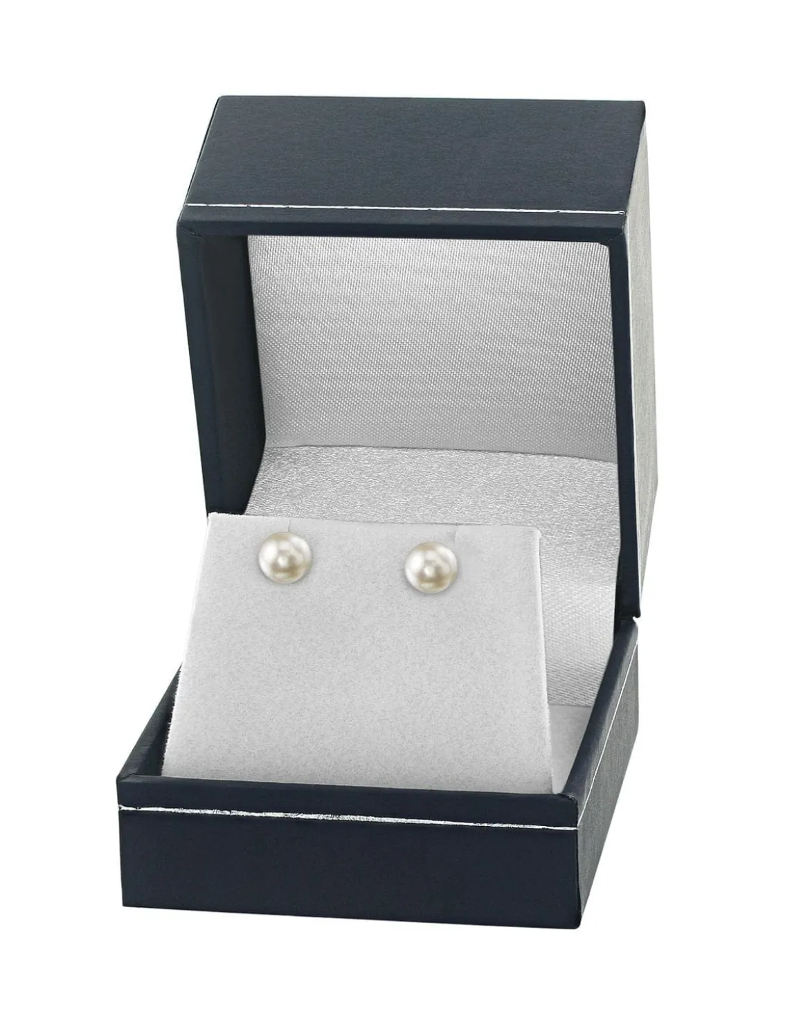 White Japanese Akoya Round Pearl Stud Earrings, 7.0-7.5mm