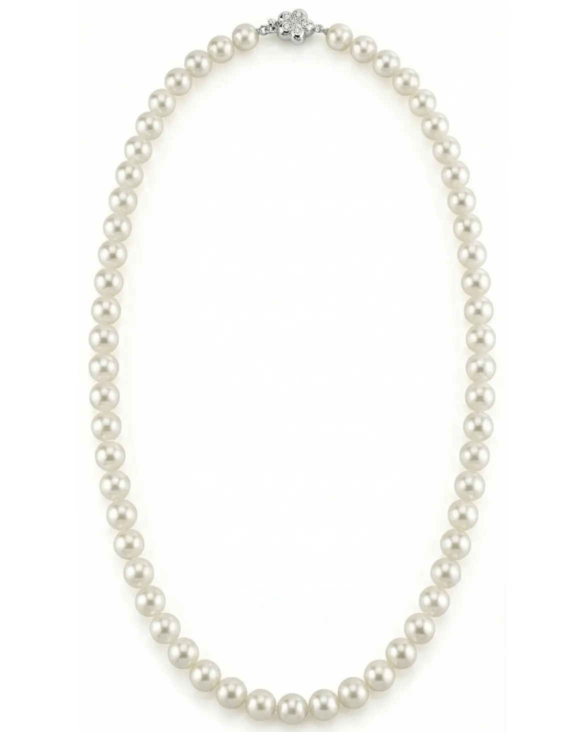 White Japanese Hanadama Akoya Pearl Necklace, 7.0-7.5mm