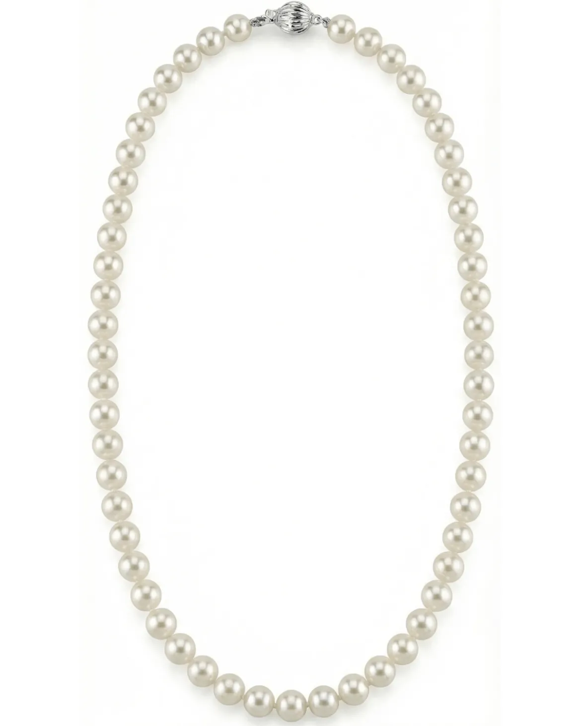 White Japanese Hanadama Akoya Pearl Necklace, 6.5-7.0mm
