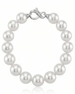 White Japanese Hanadama Akoya Pearl Bracelet, 9.0-9.5mm