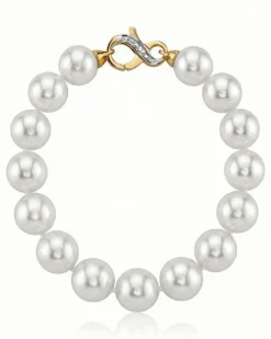 White Japanese Hanadama Akoya Pearl Bracelet, 9.0-9.5mm