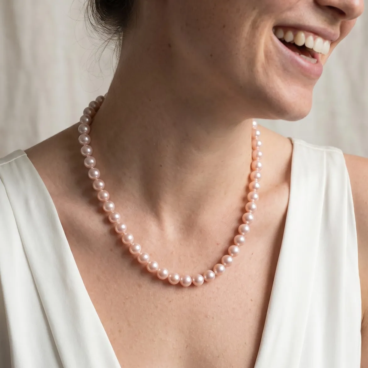 White Japanese Hanadama Akoya Pearl Necklace, 8.0-8.5mm