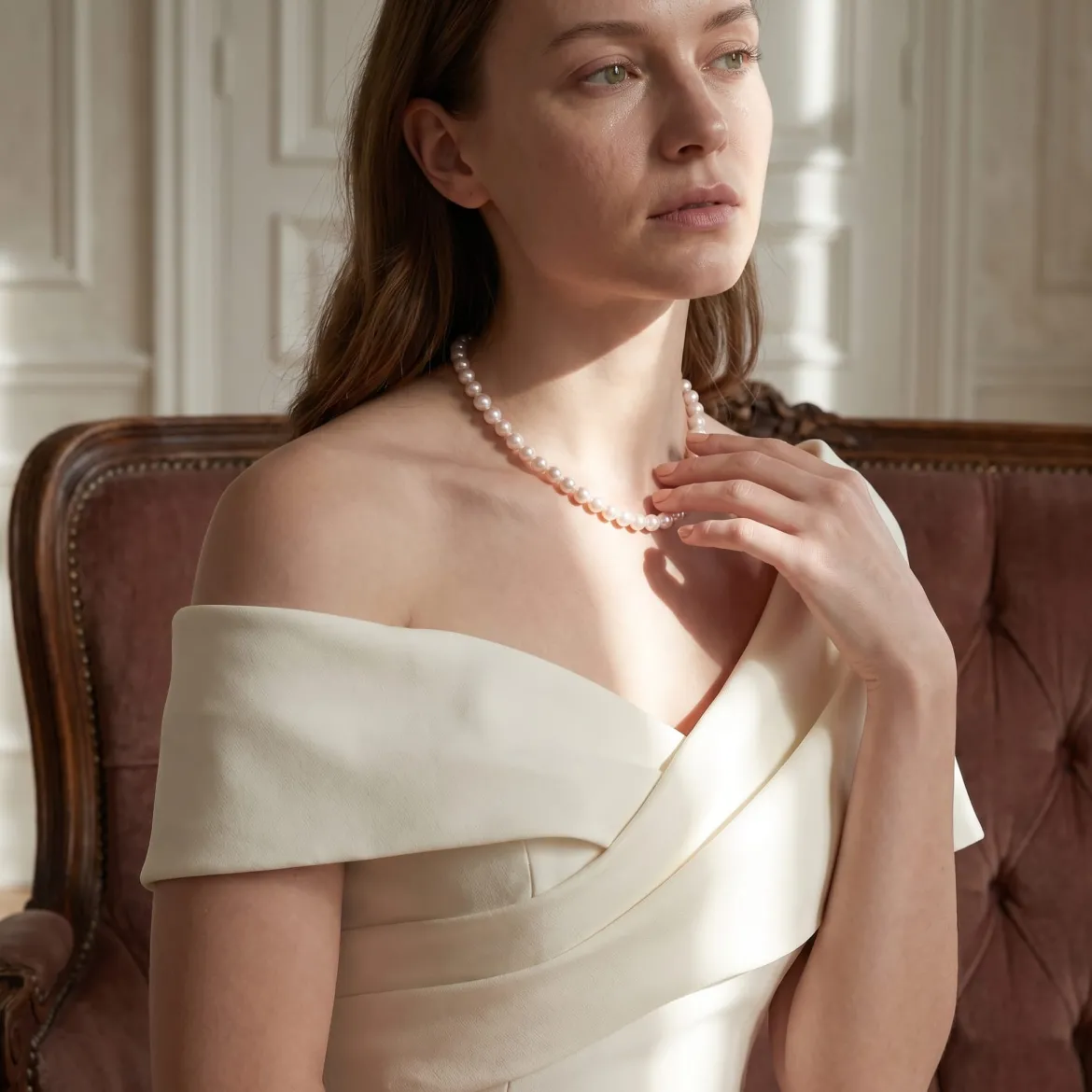 White Japanese Hanadama Akoya Pearl Necklace, 8.5-9.0mm