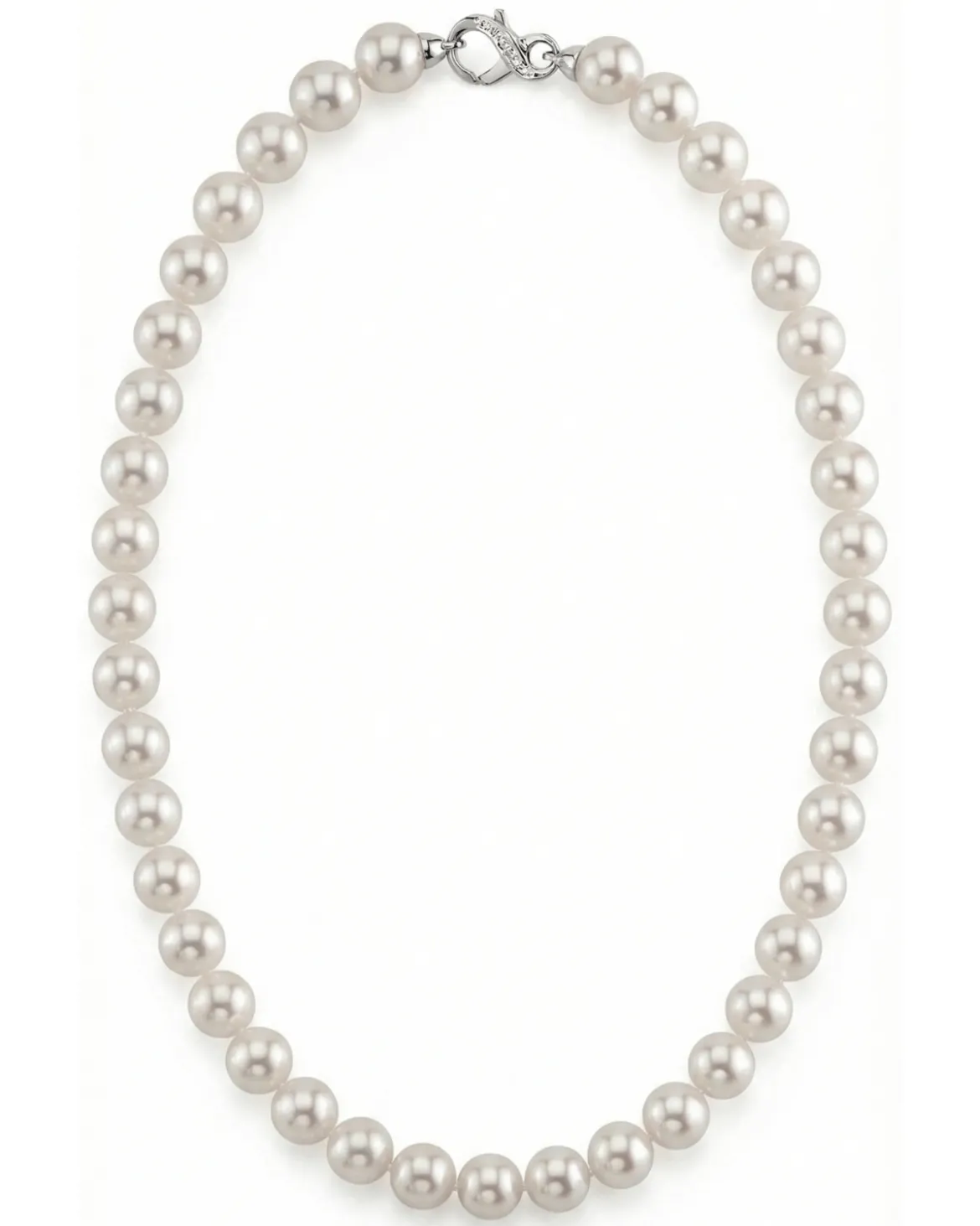White Japanese Hanadama Akoya Pearl Necklace, 9.0-9.5mm