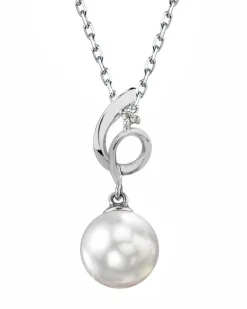 White South Sea Pearl & Diamond Pirouette Pendant