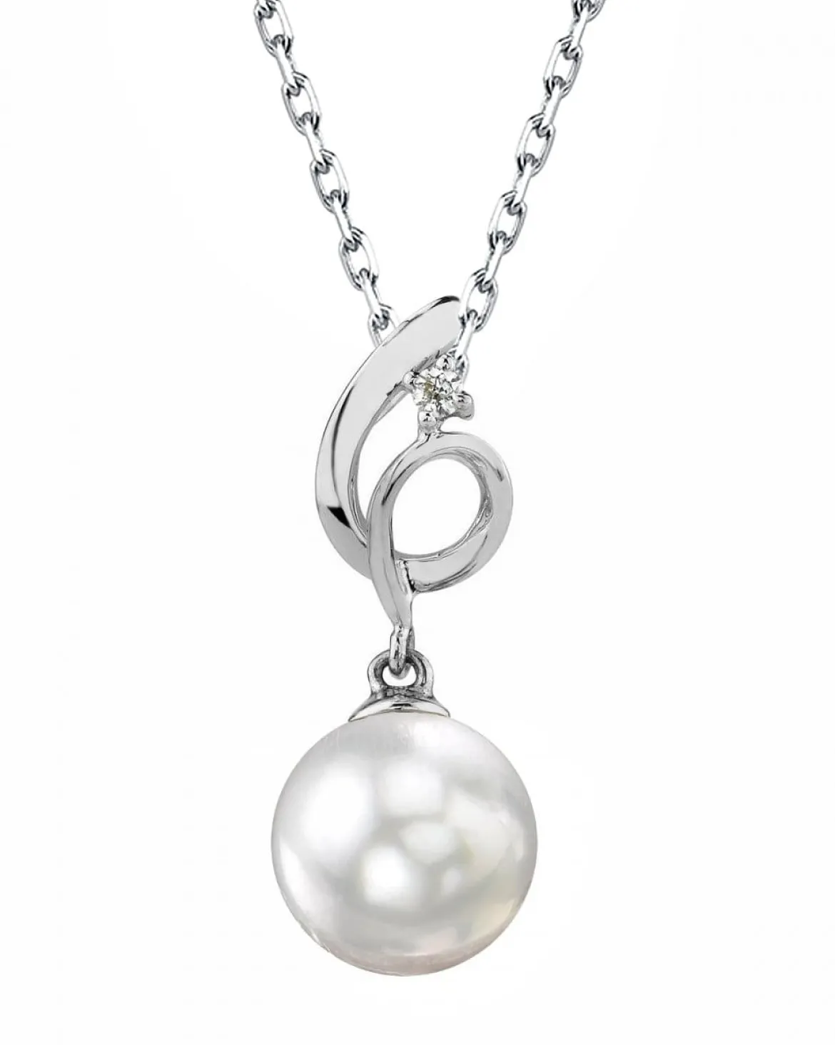 White South Sea Pearl & Diamond Pirouette Pendant