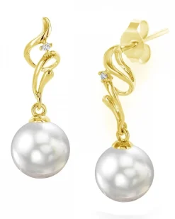White South Sea Pearl & Diamond Aria Dangle Earrings