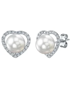 White South Sea Pearl & Diamond Cherish Stud Earrings