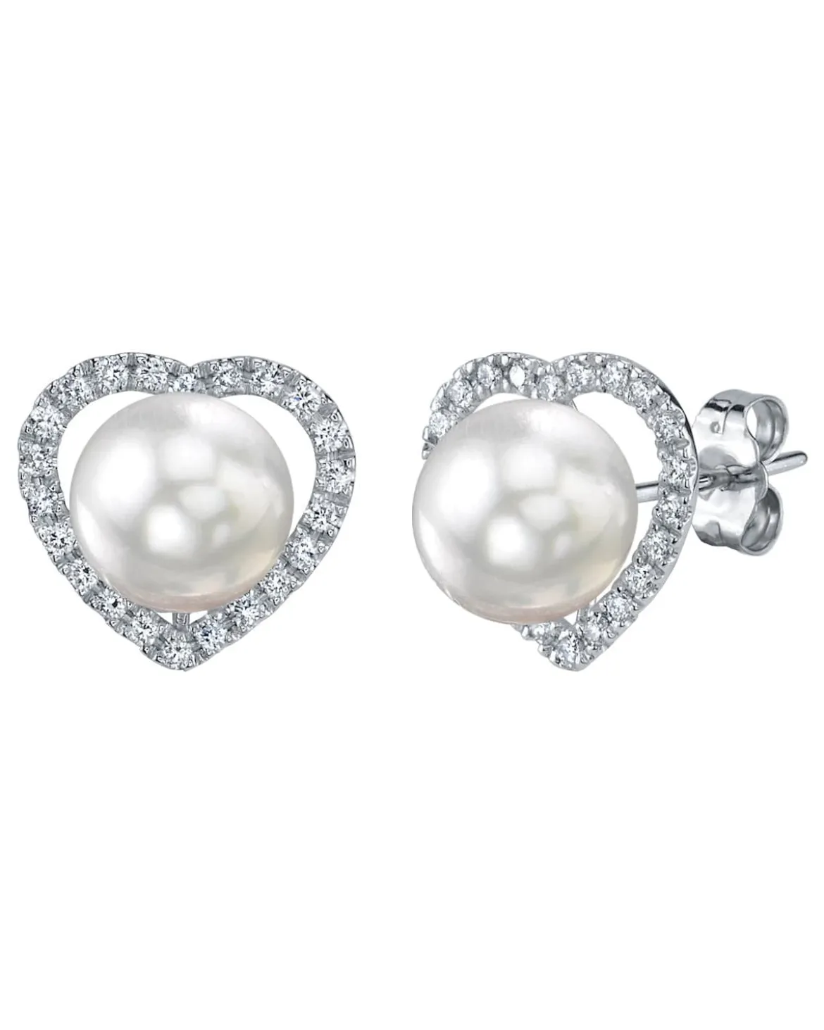 White South Sea Pearl & Diamond Cherish Stud Earrings