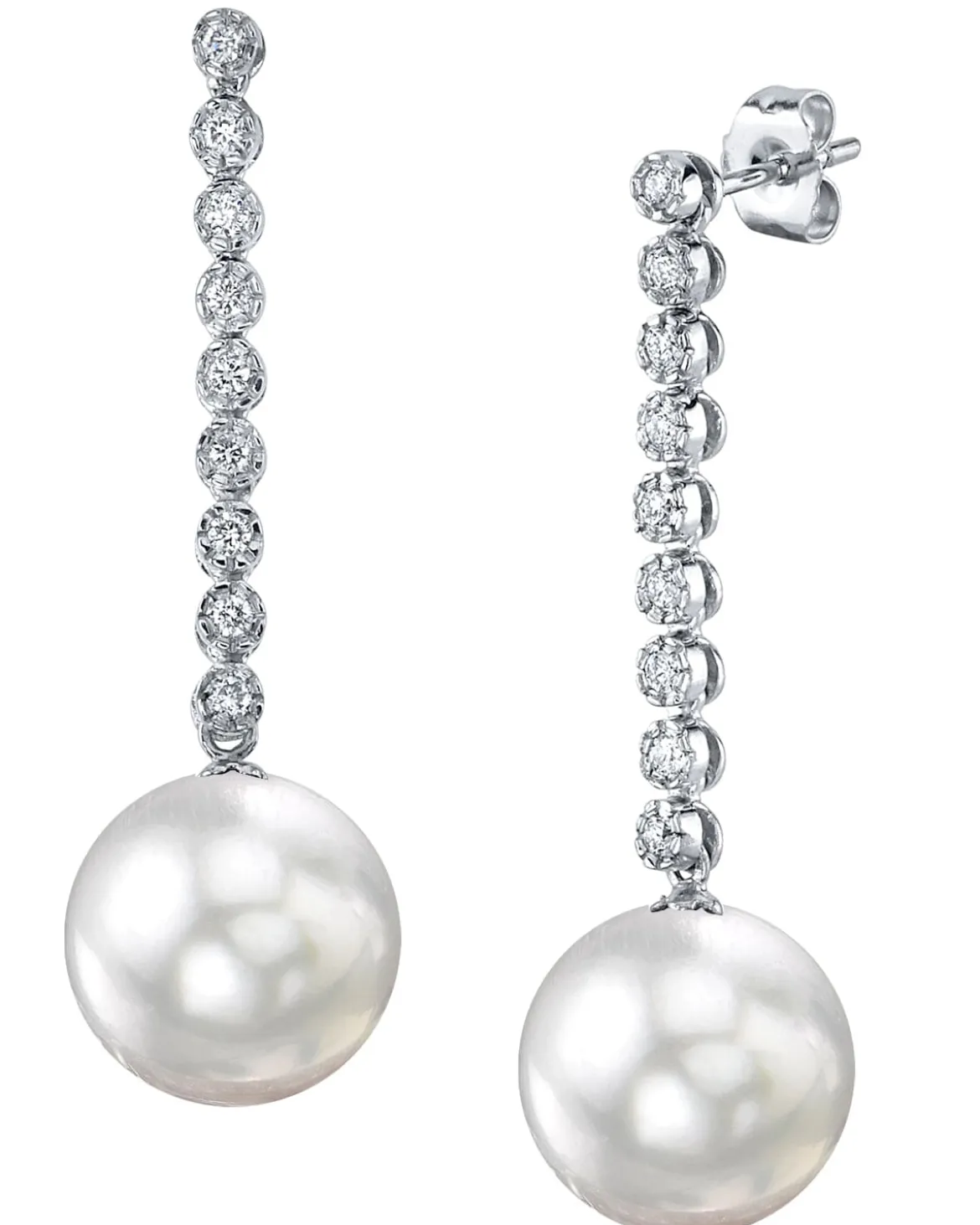 White South Sea Pearl & Diamond Bellatrix Dangle Earrings
