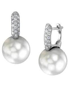 White South Sea Pearl & Diamond Calypso Earrings
