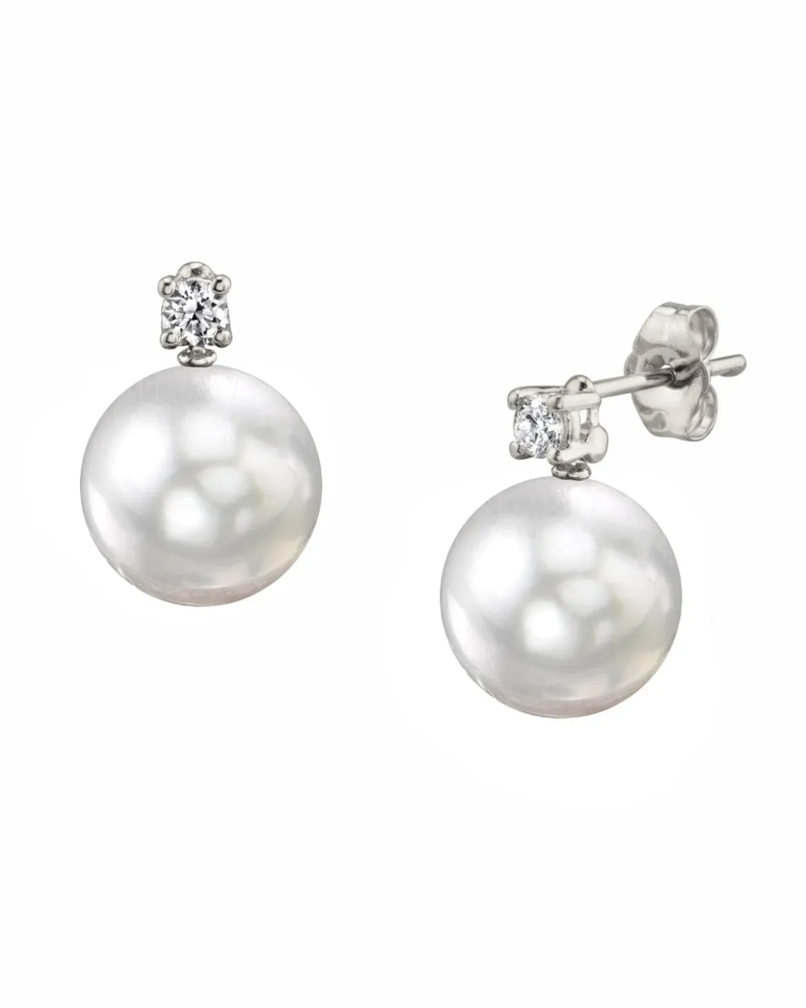 White South Sea Pearl & Diamond Fame Stud Earrings