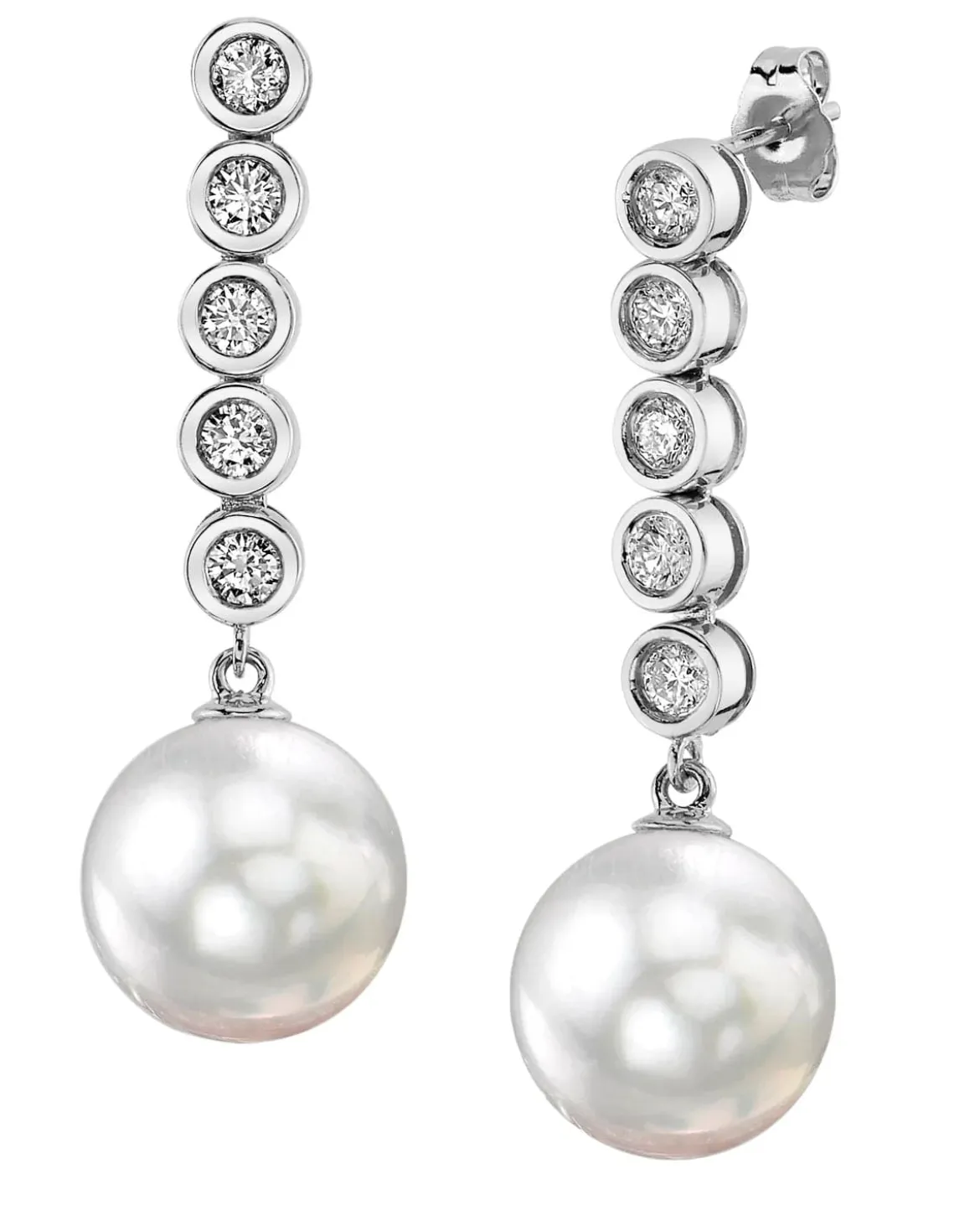 White South Sea Pearl & Diamond Circe Dangle Earrings