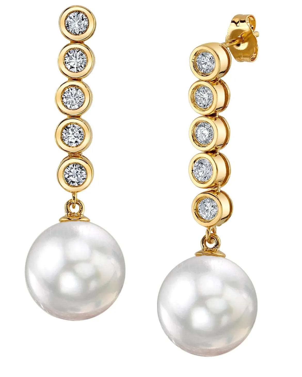 White South Sea Pearl & Diamond Circe Dangle Earrings