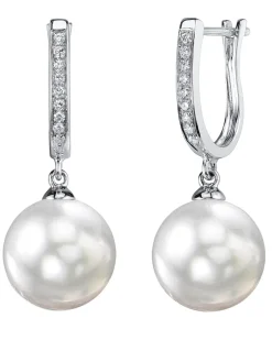 White South Sea Pearl & Diamond Captivate Dangle Earrings