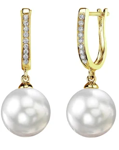 White South Sea Pearl & Diamond Captivate Dangle Earrings