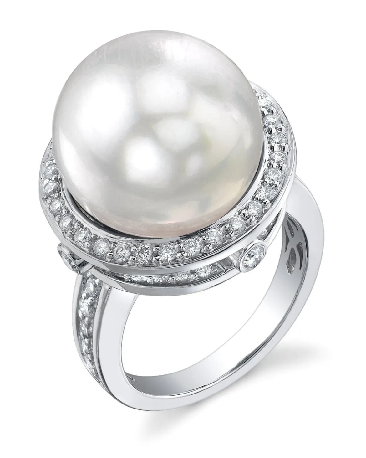 White South Sea Pearl & Diamond Nyx Cocktail Ring