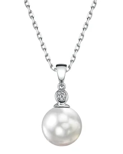 White South Sea Pearl & Diamond Bezel Pendant