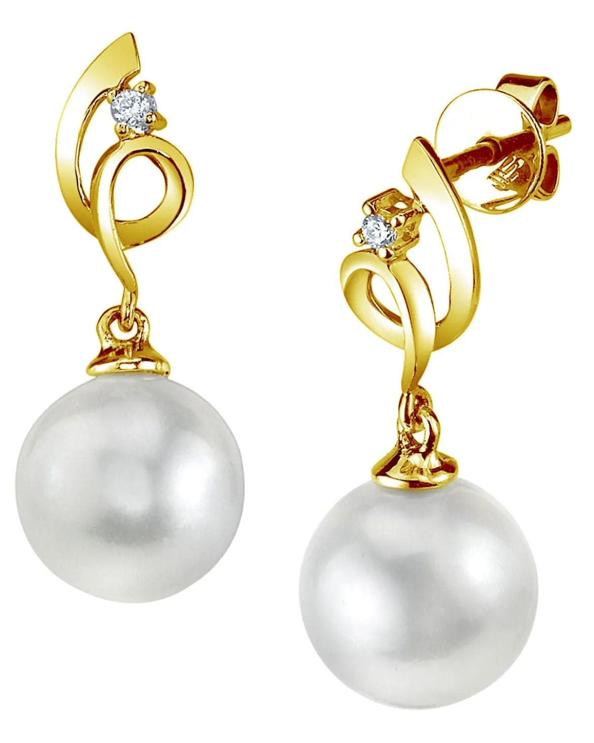 White South Sea Pearl & Diamond Pirouette Earrings
