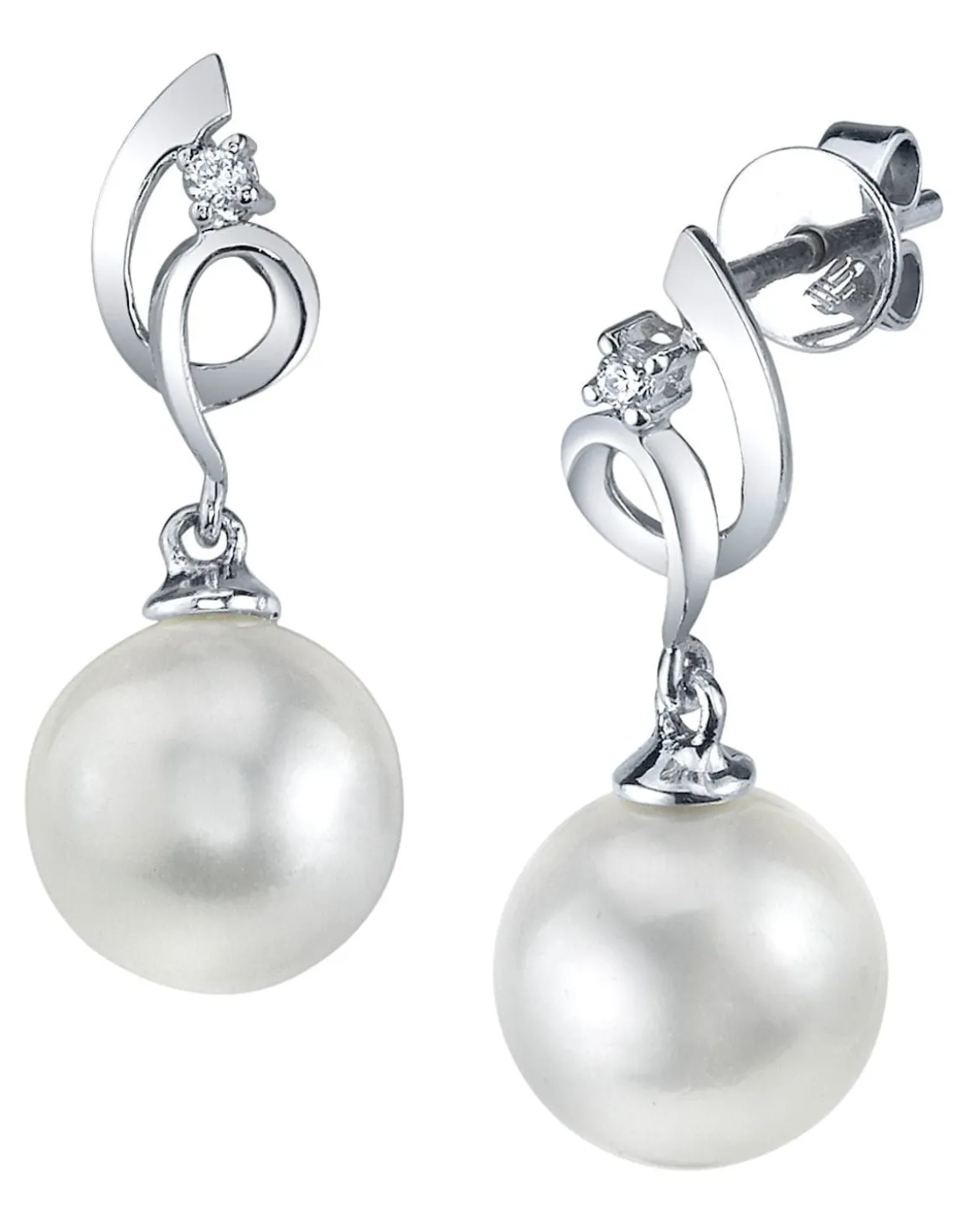 White South Sea Pearl & Diamond Pirouette Earrings