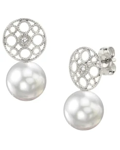 White South Sea Pearl & Diamond Faye Earrings