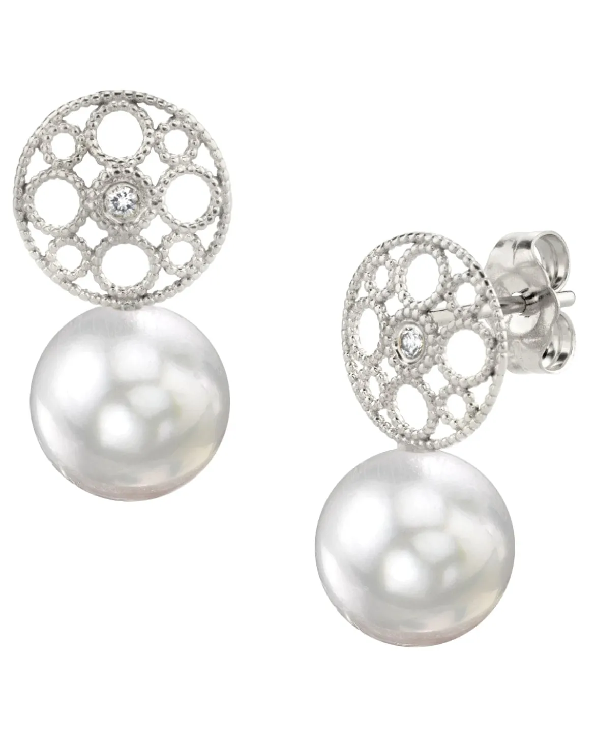 White South Sea Pearl & Diamond Faye Earrings