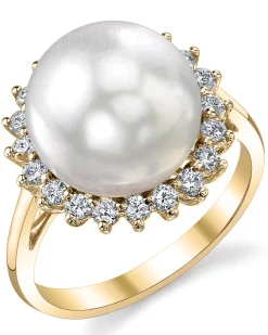 White South Sea Pearl & Diamond Adoration Cocktail Ring