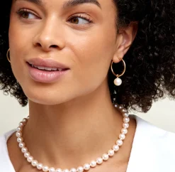 White South Sea Pearl Hoop Leane Dangling Earrings